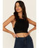 Fornia Women's Caged Back High Neck Crochet Bralette Tank Top, Black, hi-res