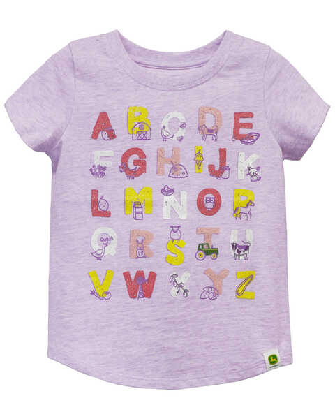 John Deere Toddler Girls' Farm Alpha Short Sleeve Tee, Purple, hi-res