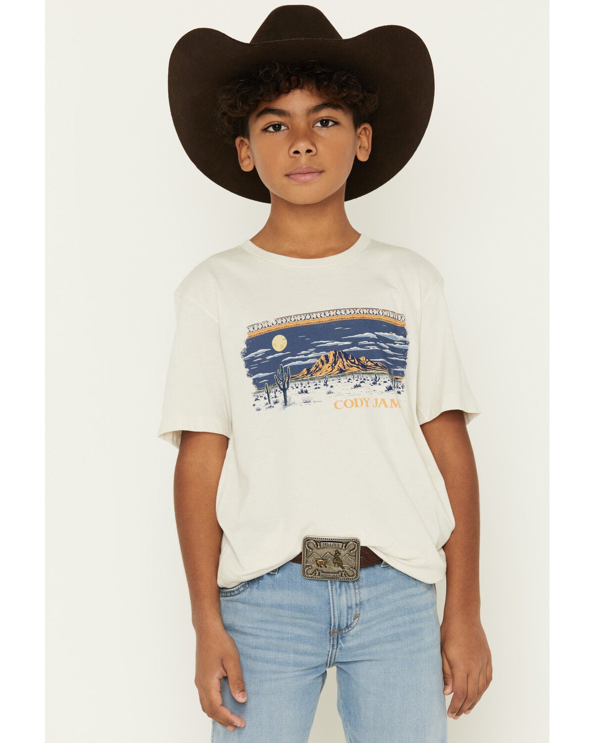 Cody James Boys' Moonlit Scenic Print Short Sleeve Graphic T-Shirt, Natural, hi-res