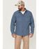 Brothers & Sons Men's Dobby Performance Long Sleeve Button-Down Western Shirt , Indigo, hi-res