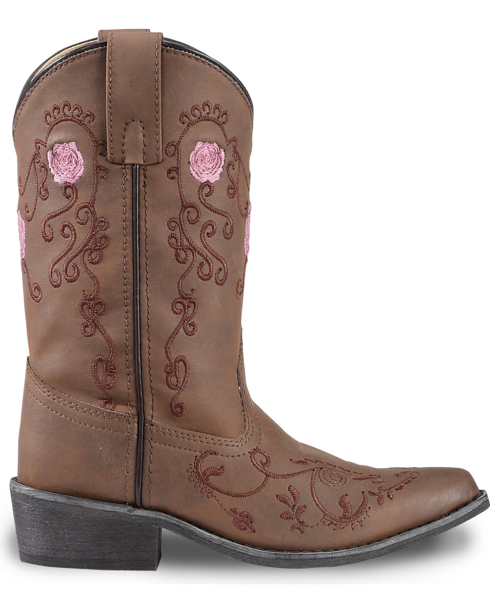 Image #2 - Shyanne Girls' Floral Embroidered Western Boots - Snip Toe, , hi-res