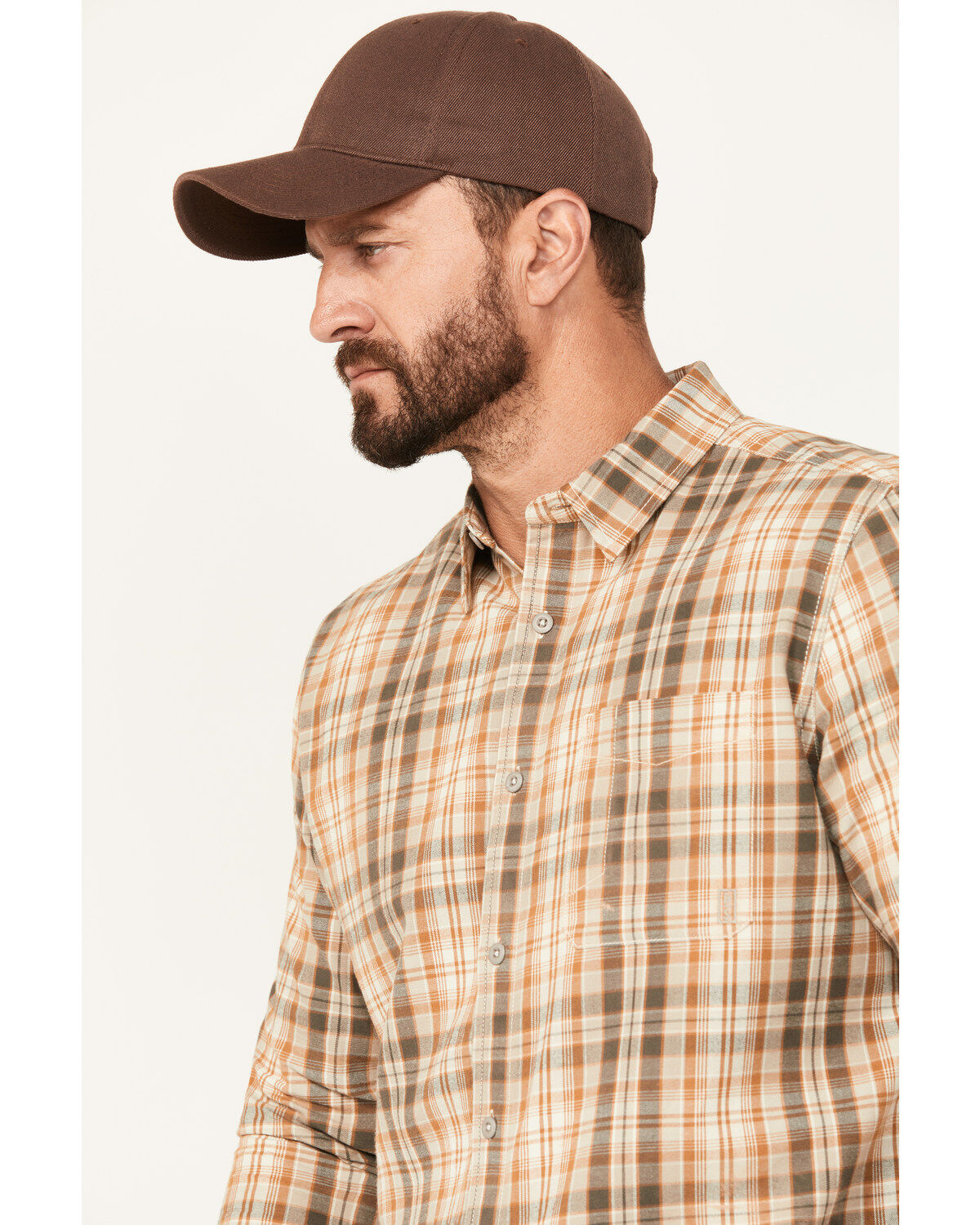 Image #2 - Brothers and Sons Men's Plaid Print Long Sleeve Button Down Western Shirt, Chocolate, hi-res