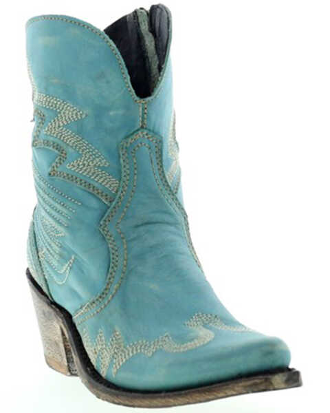 Liberty Black Women's Side Bug & Wrinkle Fontana Crack Short Western Boots - Pointed Toe, Turquoise, hi-res
