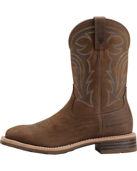 Image #3 - Ariat Hybrid Rancher Waterproof Pull On Work Boots - Square Toe, Brown, hi-res
