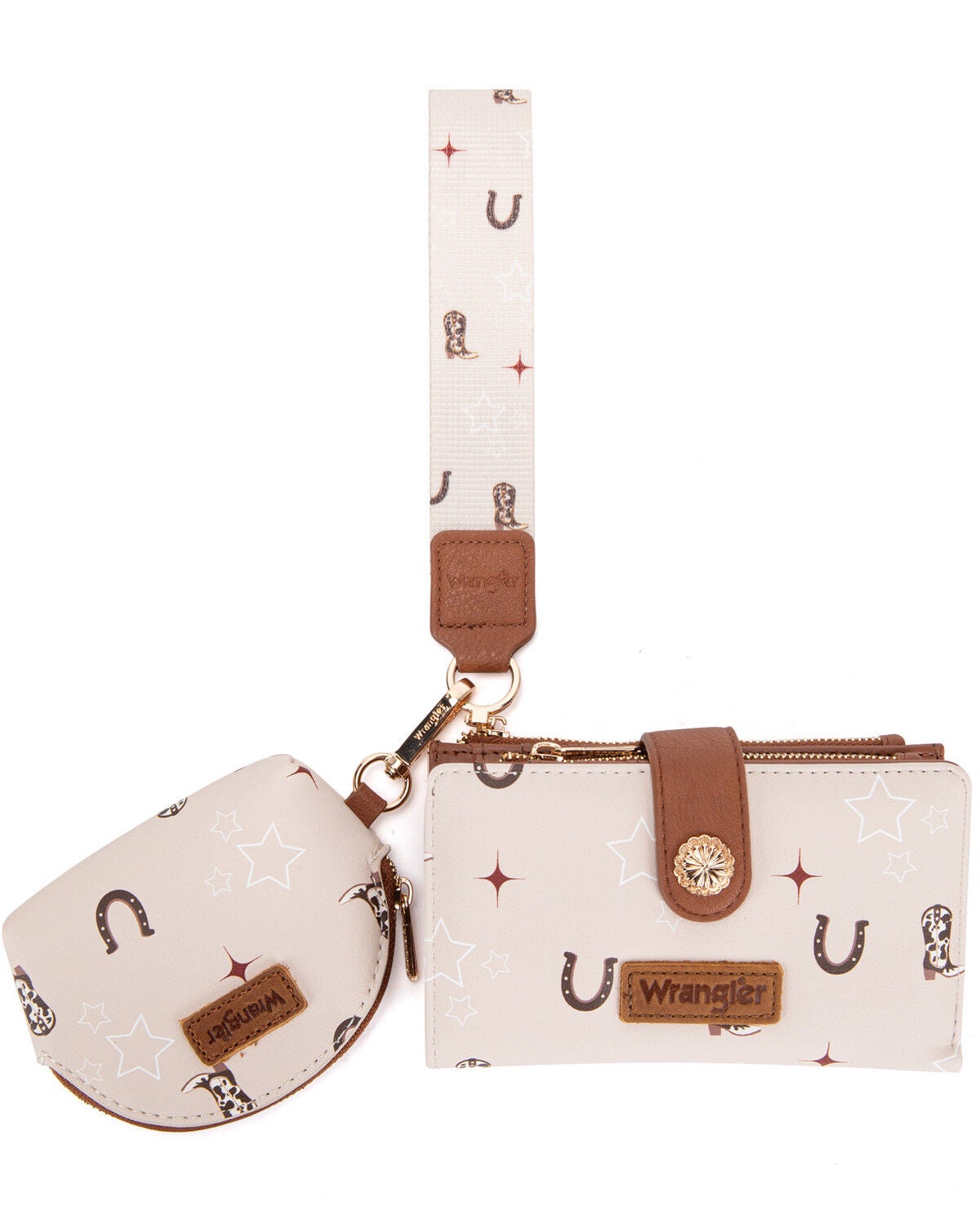 Wrangler X Boot Barn Women's Vegas Wristlet Set - 3 Piece, Tan, hi-res