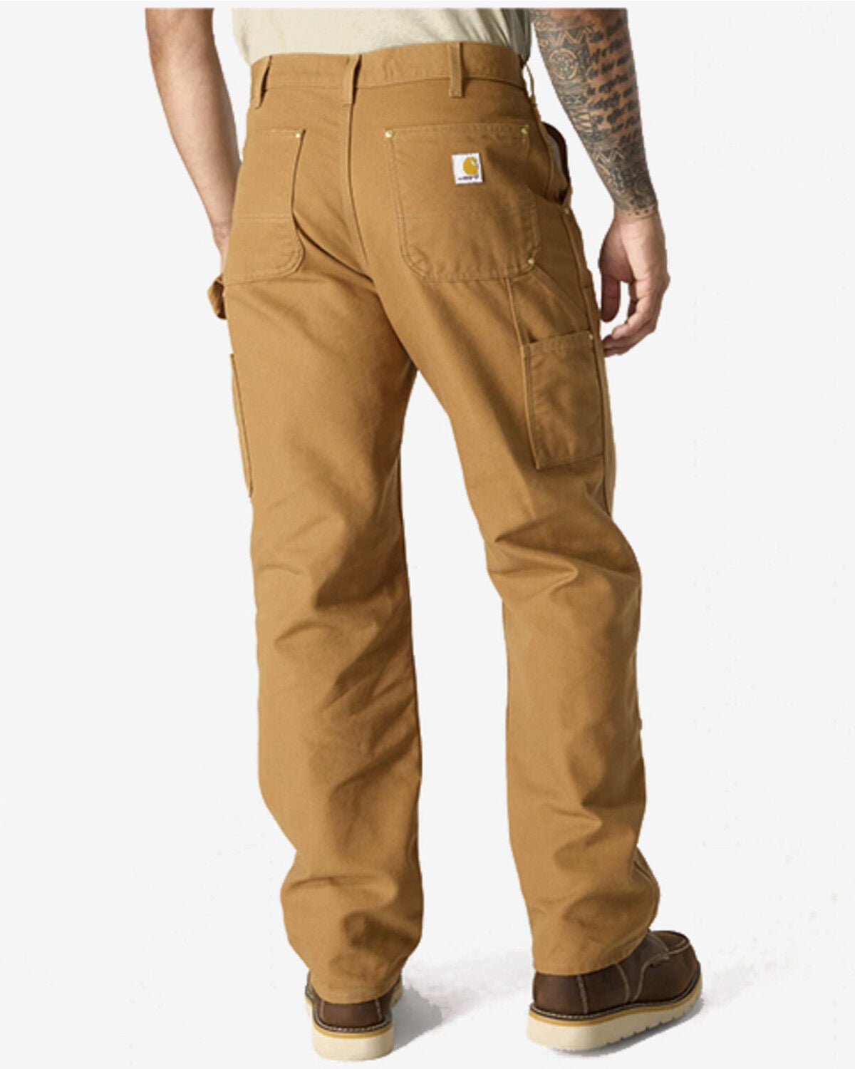Image #2 - Carhartt Men's Iconic B01 Firm Duck Double-Front Dungaree Work Pants, Brown, hi-res