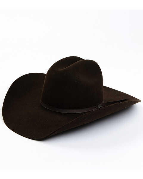 Serratelli 5X Cattleman Brown Two Ply Ribbon Band Felt Western Hat , Brown, hi-res