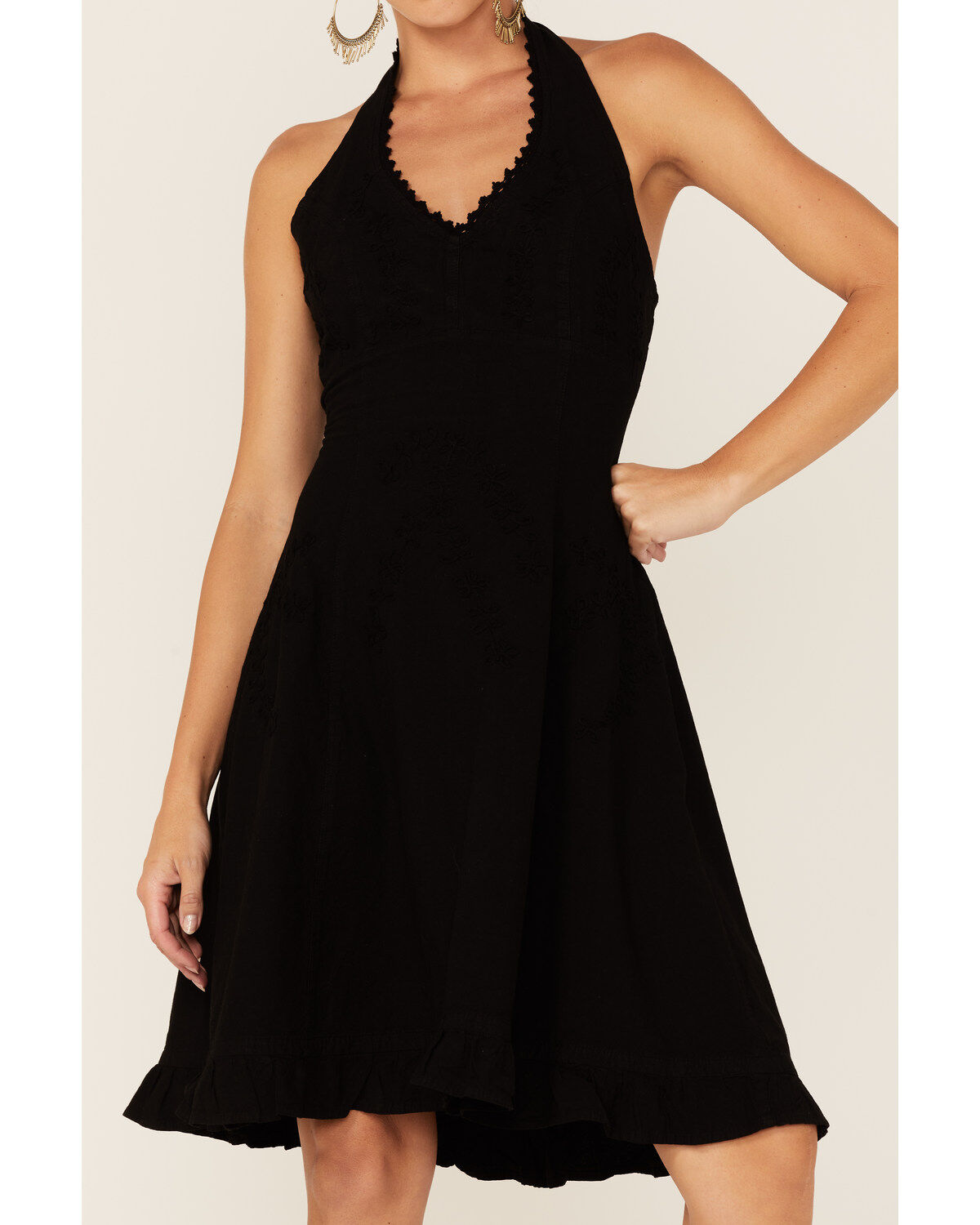 Image #4 - Scully Peruvian Cotton Halter Top Mini Dress, Black, hi-res