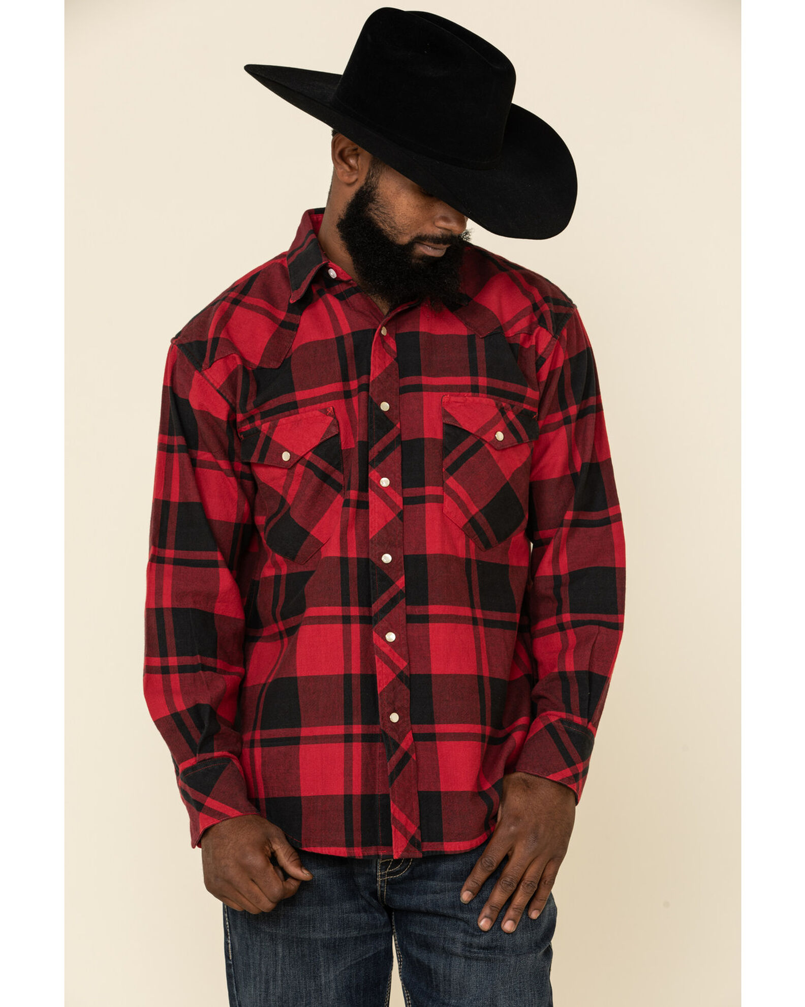 Resistol Men s Lumberjack Large Check Plaid Print Long Sleeve Pearl Snap Western Shirt Boot Barn