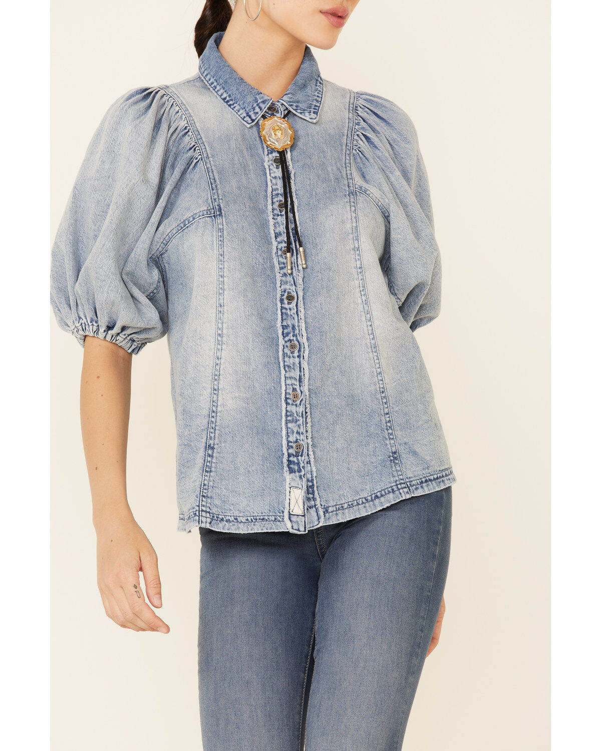 Free people suhrie denim top clearance