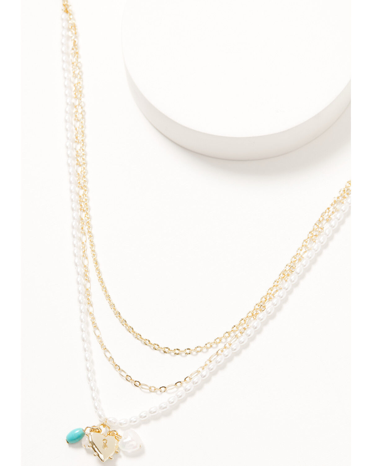Image #1 - Shyanne Women's Pearl Cluster Charm Layered Necklace, Gold, hi-res
