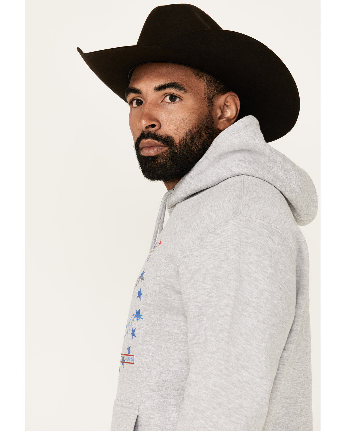 Image #2 - Cody James Men's Barbed Wire Triple Steer Head Hooded Sweatshirt, Light Grey, hi-res