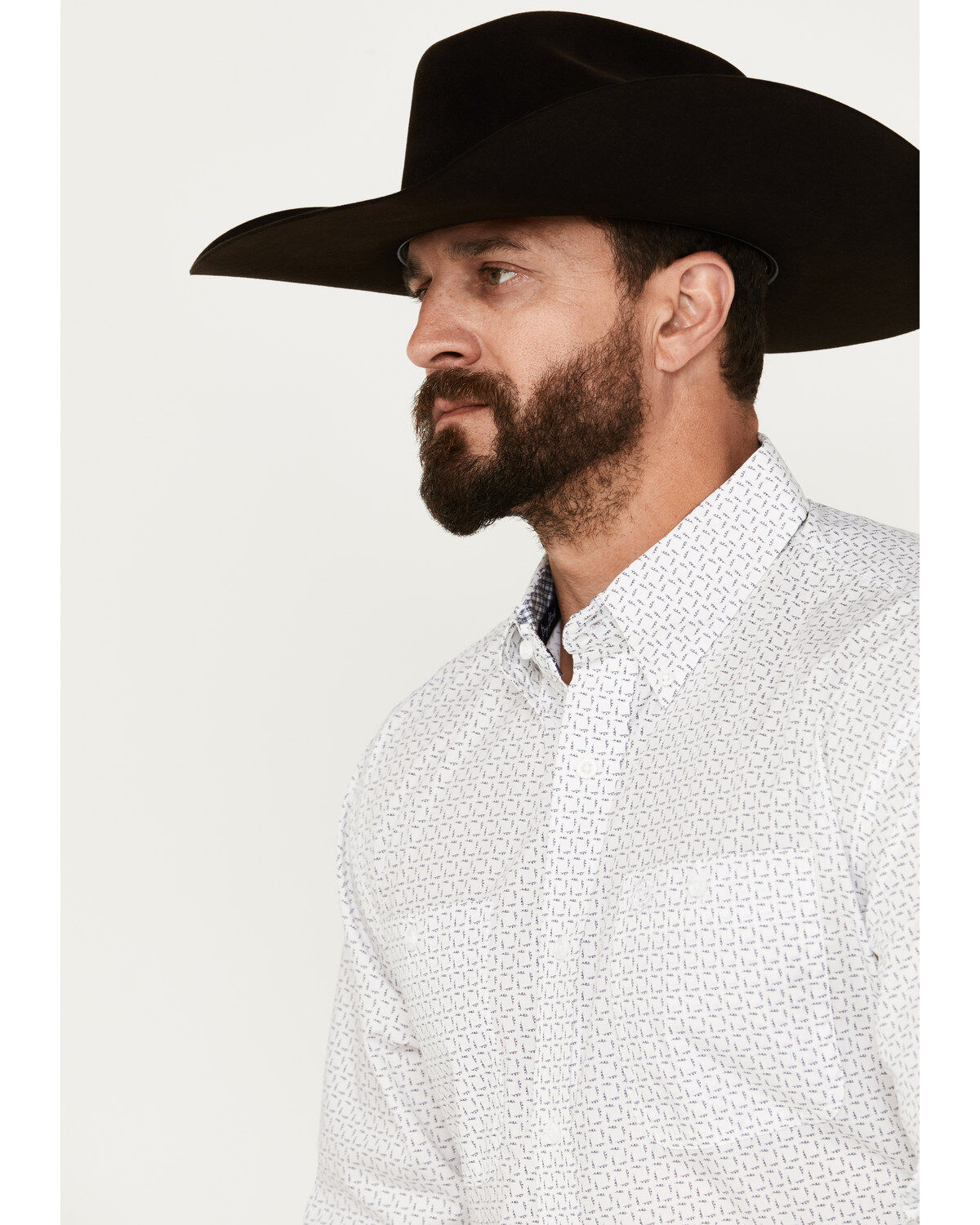 Image #3 - George Strait by Wrangler Men's Print Long Sleeve Button-Down Western Shirt, Navy, hi-res