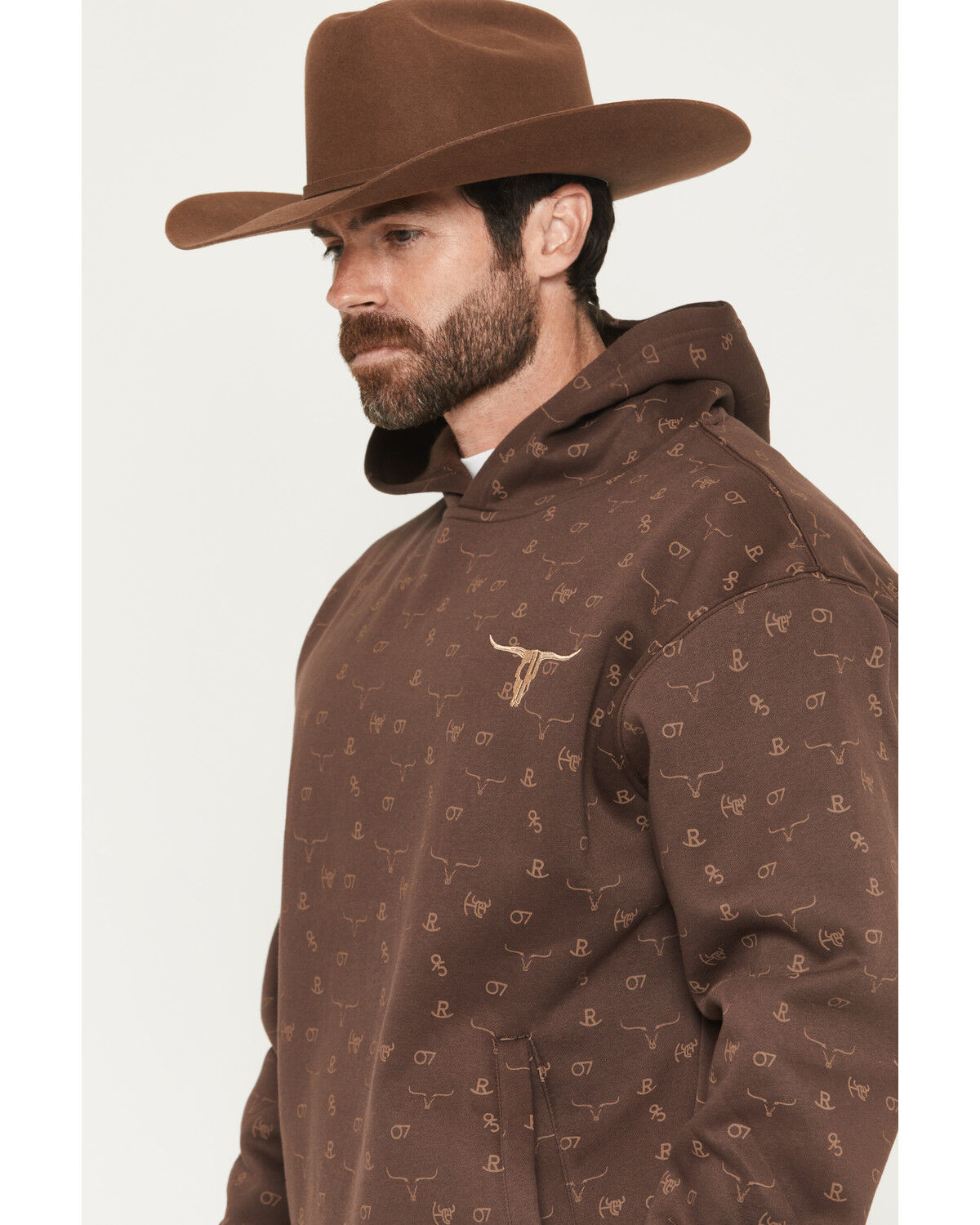Image #2 - Cowboy Hardware Men's Branding Irons Hooded Sweatshirt, Dark Brown, hi-res