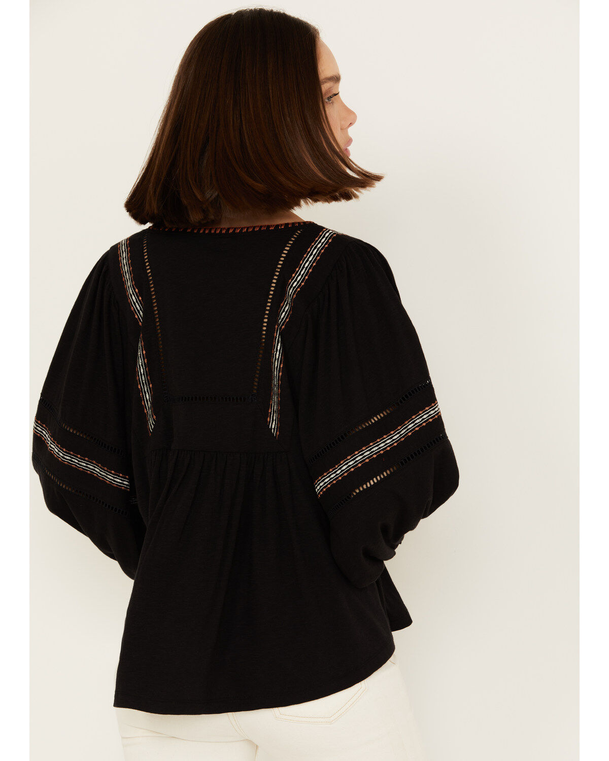 Image #4 - Shyanne Women's Embroidered Peasant Top, Black, hi-res