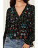 Image #3 - Rock & Roll Denim Women's Floral Print Long Sleeve Shirt, Black, hi-res