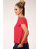 Image #2 - Roper Women's Red Bronco Graphic Lace-Up Tee, , hi-res