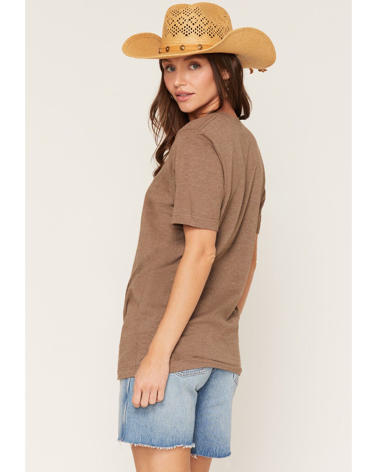 Image #4 - Ariat Women's Skull Logo Short Sleeve Graphic Tee, Brown, hi-res