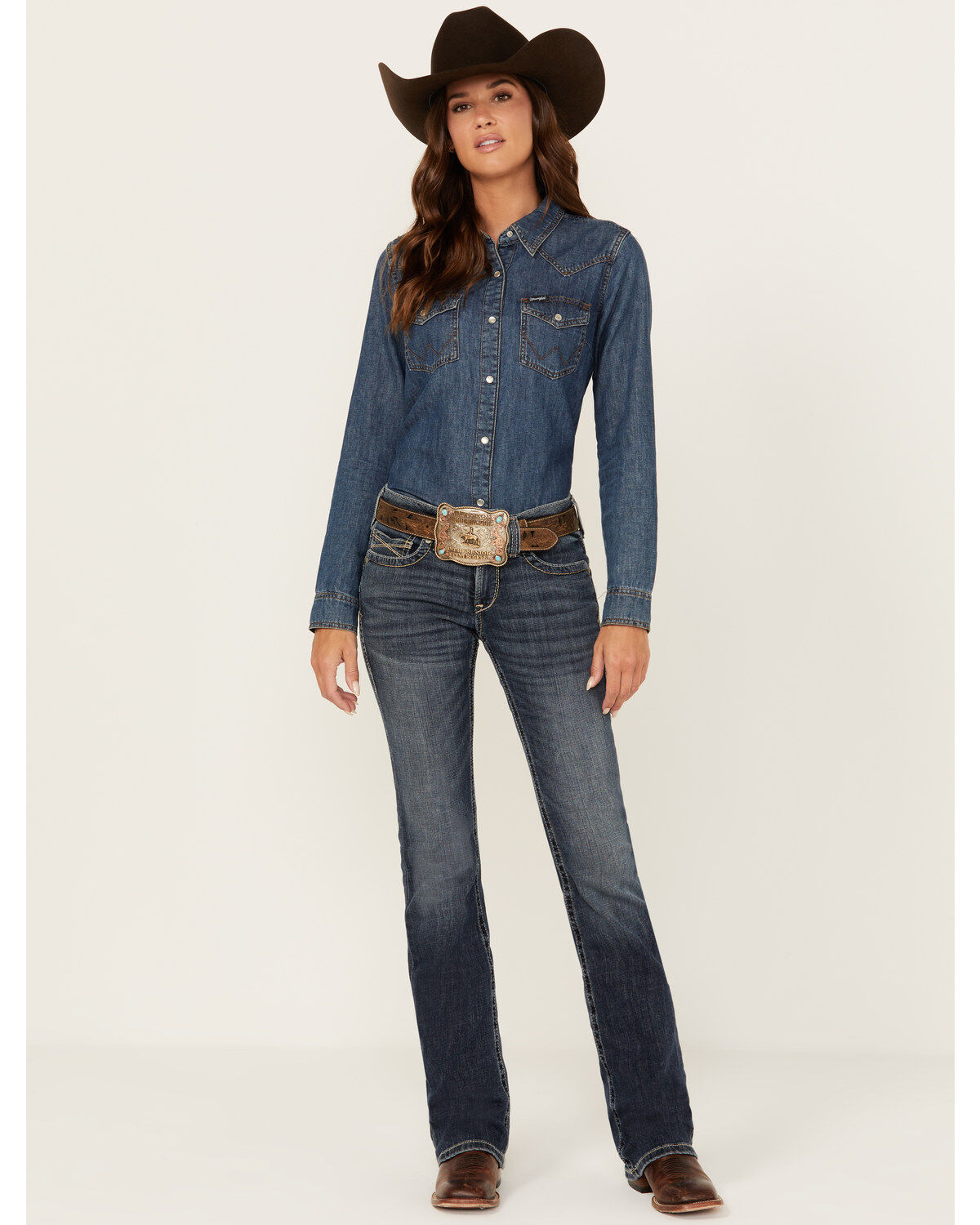 Image #3 - Ariat Women's R.E.A.L Dark Wash Perfect Rise Haylan Bootcut Jeans, Dark Wash, hi-res