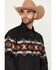 Image #2 - Panhandle Slim Men's Southwestern Border Long Sleeve Snap Western Shirt, Black, hi-res