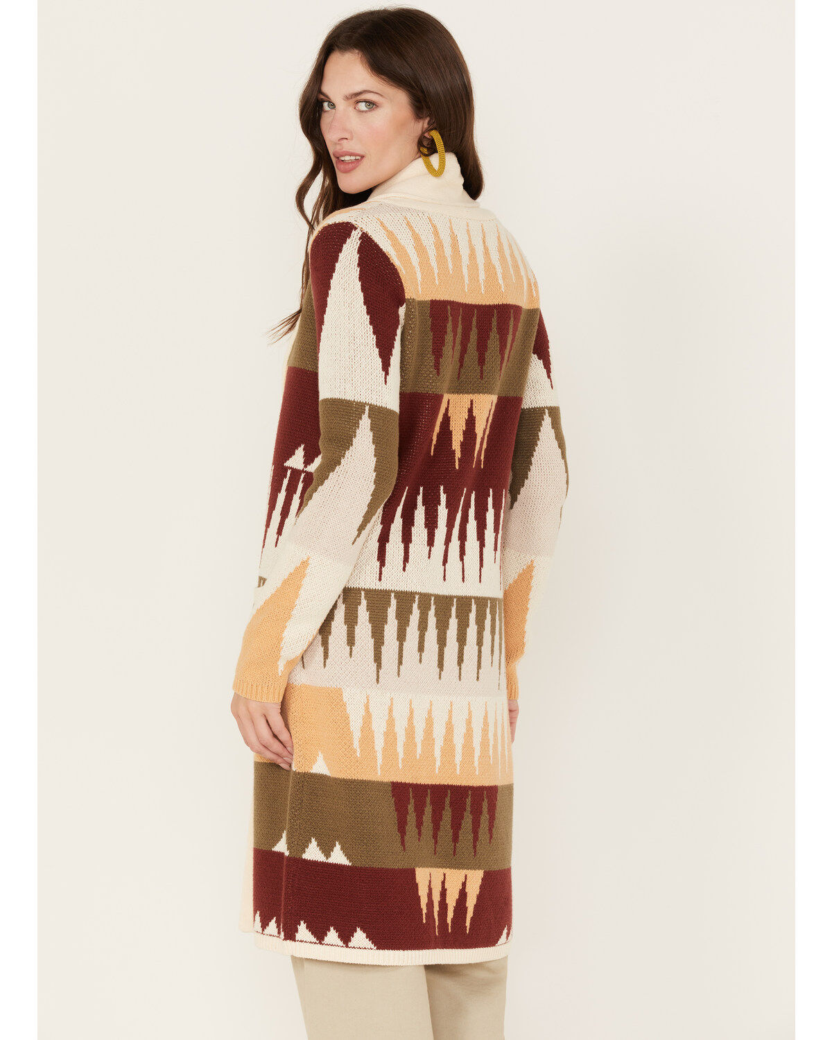 Image #4 - Shyanne Women's Geo Print Duster Cardigan, Ivory, hi-res