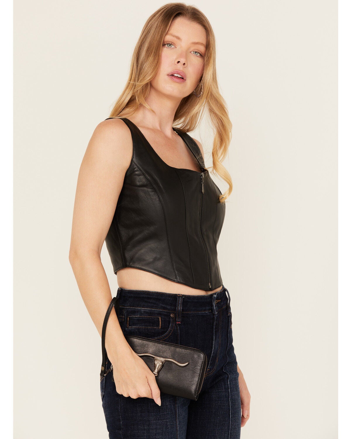 Idyllwind Women's Esperanza Longhorn Wristlet Wallet, Black, hi-res