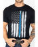 Image #1 - Brothers & Arms Men's Thin Blue Line Short Sleeve Graphic T-Shirt, Black, hi-res