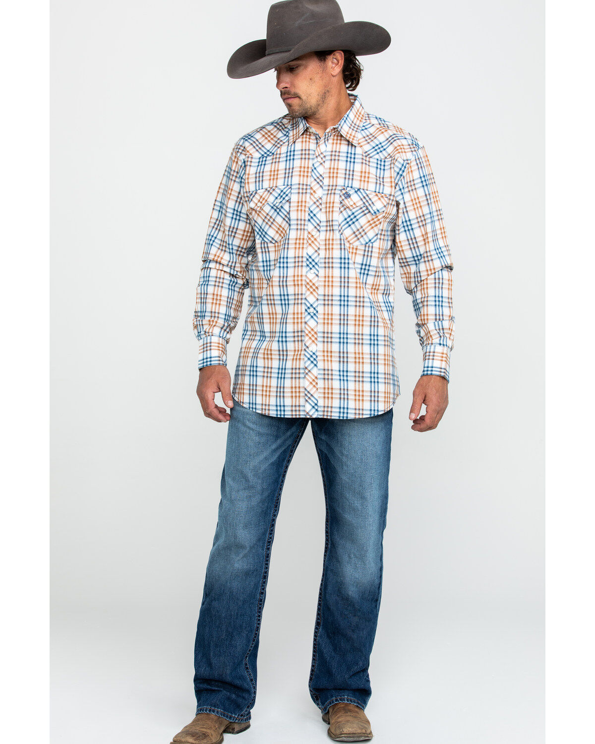 Image #6 - Wrangler Retro Men's Multi Med Plaid Long Sleeve Western Shirt , , hi-res