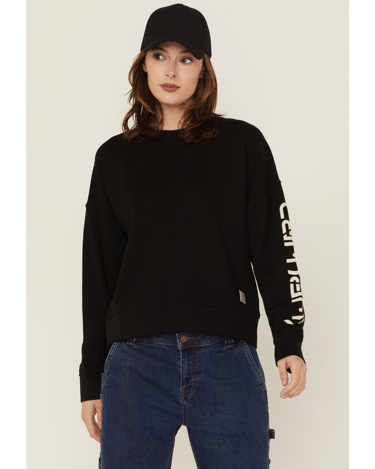 Carhartt Women's TENCEL&trade; Fiber Series Loose Fit Long Sleeve Graphic Sweatshirt, Black, hi-res