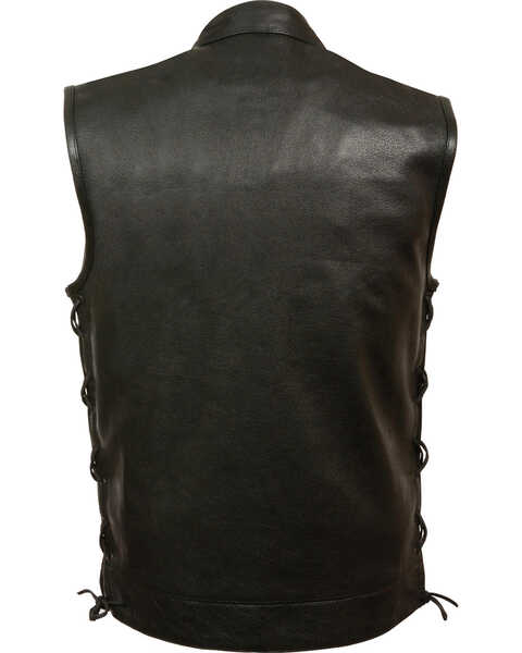 Milwaukee Leather Men's Side Lace Snap / Zip Front Club Style Vest - Big - 3X, Black, hi-res