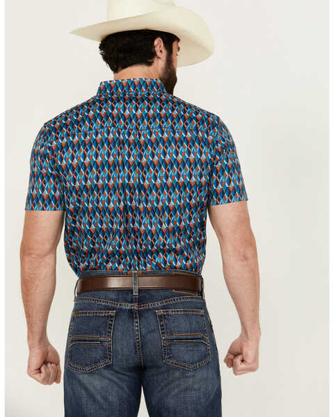 Image #4 - RANK 45® Men's Weststamp Southwestern Geo Print Short Sleeve Button-Down Stretch Western Shirt , Dark Blue, hi-res