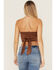 Image #4 - Originality Women's Suede Handkerchief Strapless Top, Brown, hi-res