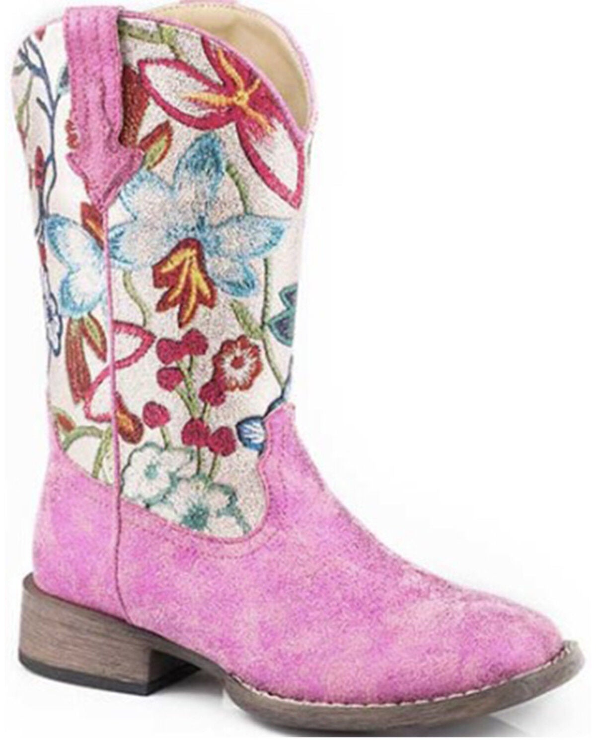 Roper Little Girls' Lily Western Boots - Square Toe, Pink, hi-res