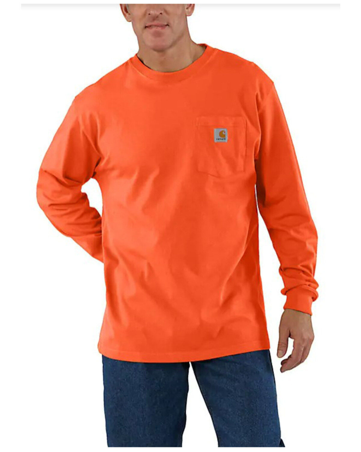 Image #1 - Carhartt Men's Loose Fit Heavyweight Long Sleeve Logo Pocket Work T-Shirt - Tall, , hi-res