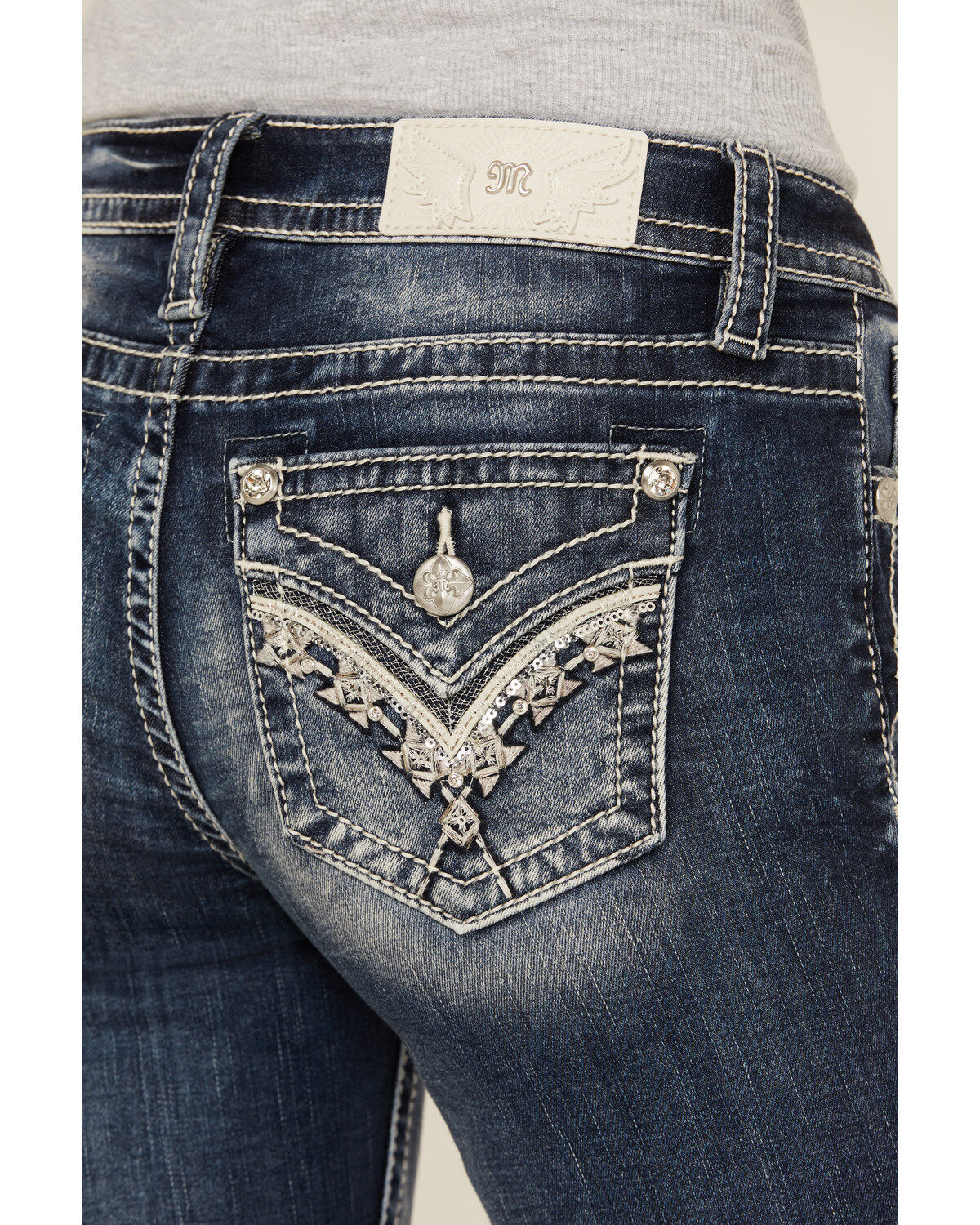 Product Name:  Miss Me Women's Dark Wash Mid Rise Bootcut Stretch Denim Jeans
