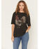 Image #1 - Originality Women's Rooster Short Sleeve Oversized Graphic Tee, Black, hi-res