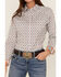 Rough Stock by Panhandle Women's Diamond Geo Print Long Sleeve Snap Western Shirt, Ivory, hi-res