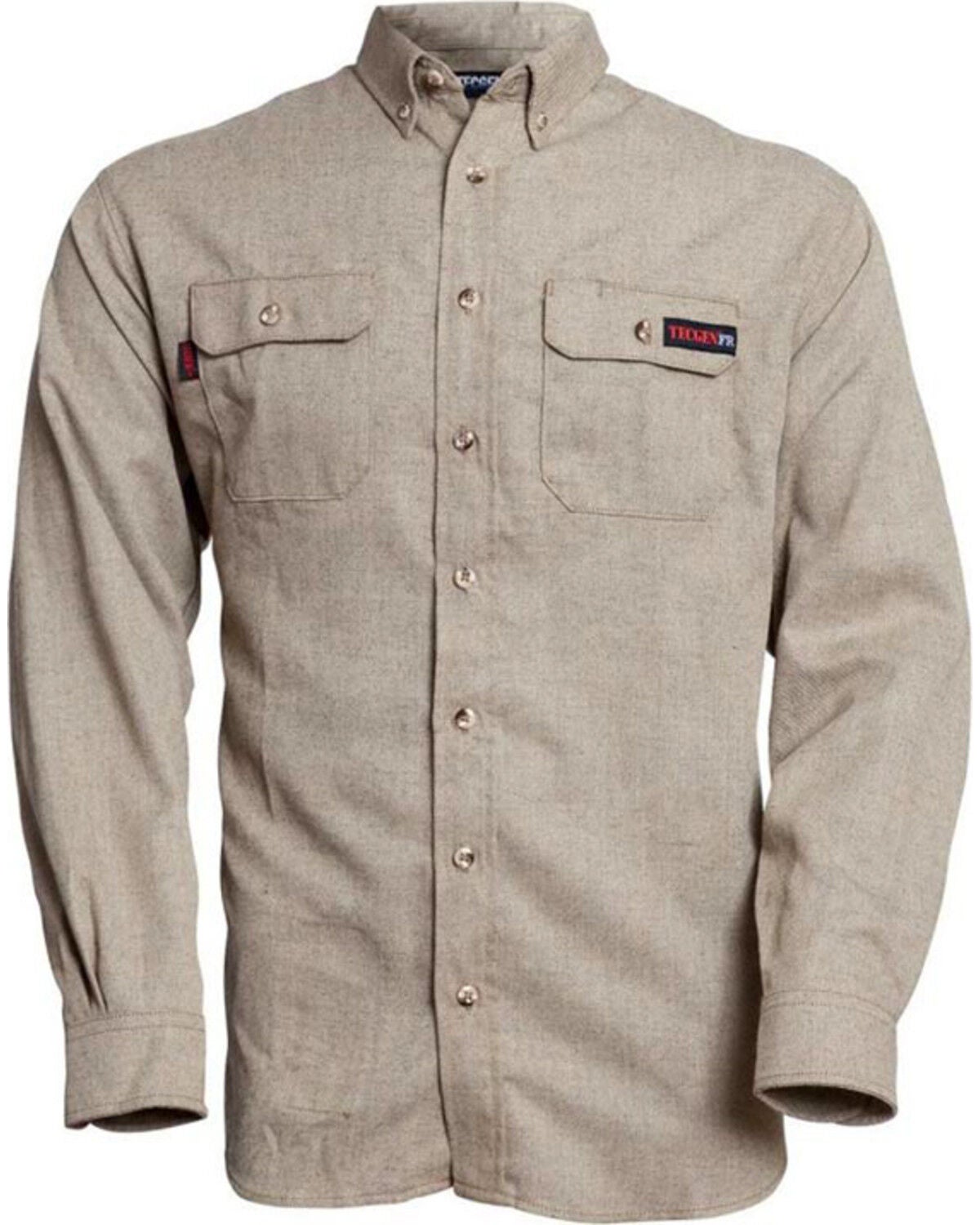 Tecgen Men's FR Deluxe Work Shirt - Big, Tan, hi-res
