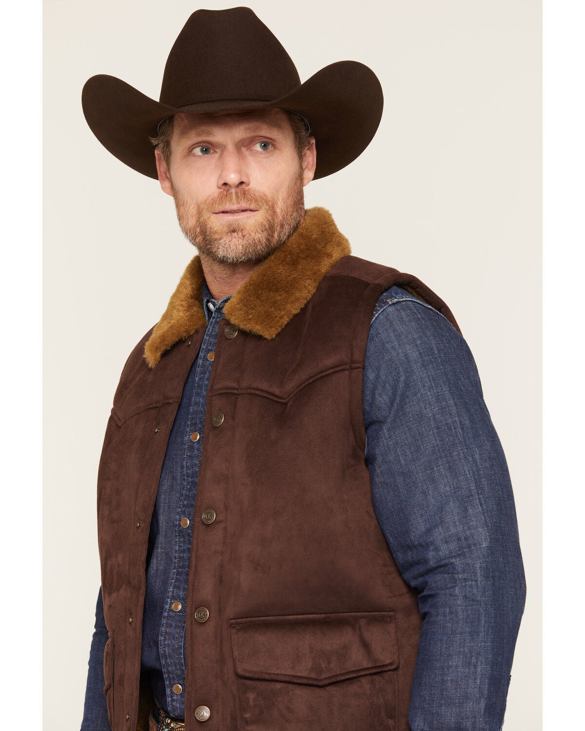 Image #2 - Cody James Men's Arroyo Faux Shearling Sherpa Lined Vest, Pecan, hi-res