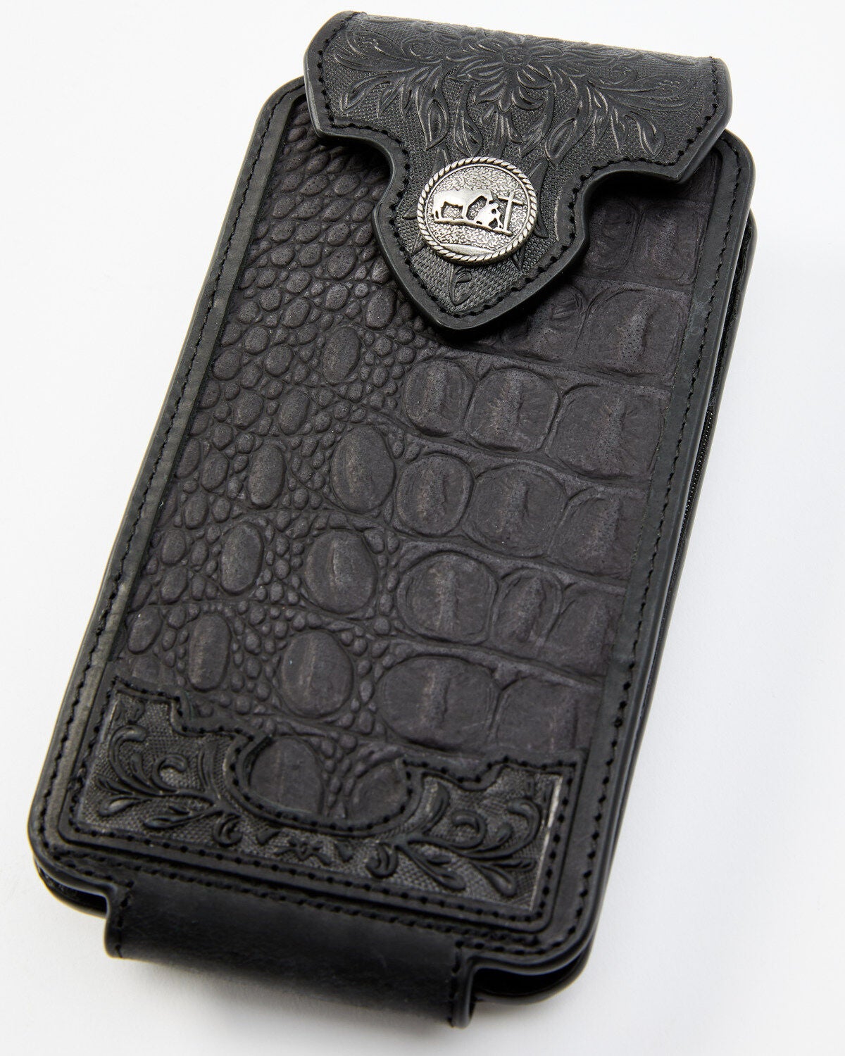 Cody James Men's Crocodile Embossed Cell Phone Case, Black, hi-res