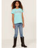 Ariat Girls' R.E.A.L. Floral Logo Graphic Tee, Turquoise, hi-res