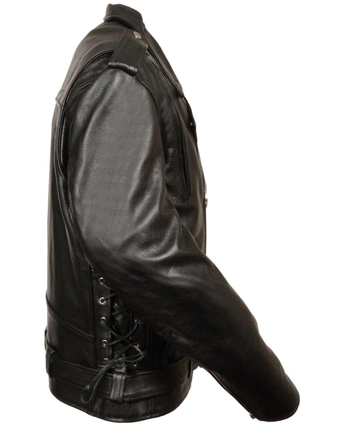 side lace leather jacket