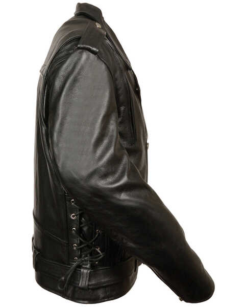 Image #3 - Milwaukee Leather Men's Black Vented Side Lace Leather Motorcycle Jacket  , Black, hi-res
