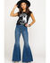 Image #1 - Free People Women's Dark Wash High Rise Just Float On Flare Jeans, , hi-res