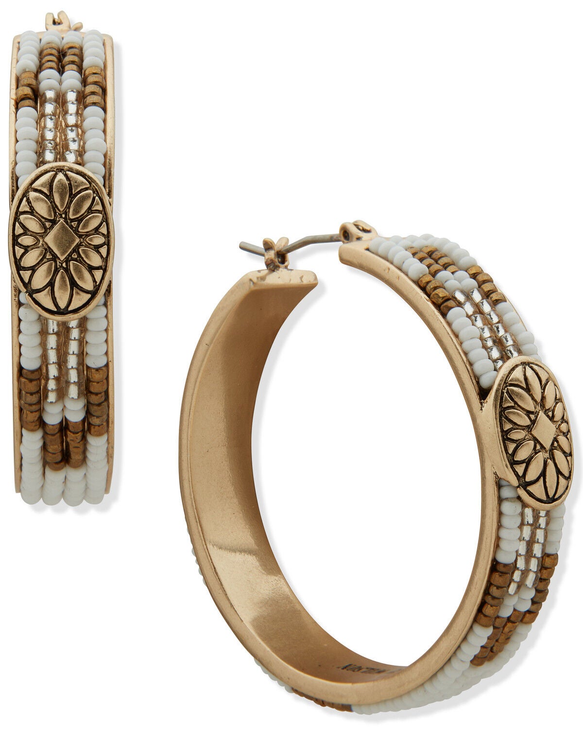 Lainey Wilson Women's Beaded Hoop Earrings, Gold, hi-res