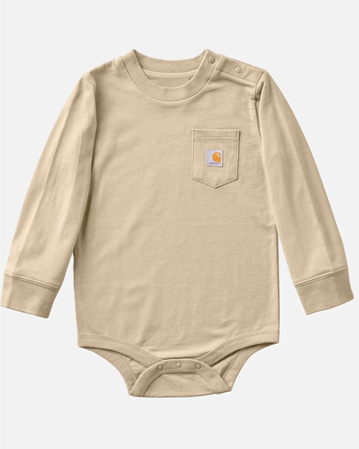 Carhartt Infant Boys' Solid Long Sleeve Snap Onesie, Brown, hi-res