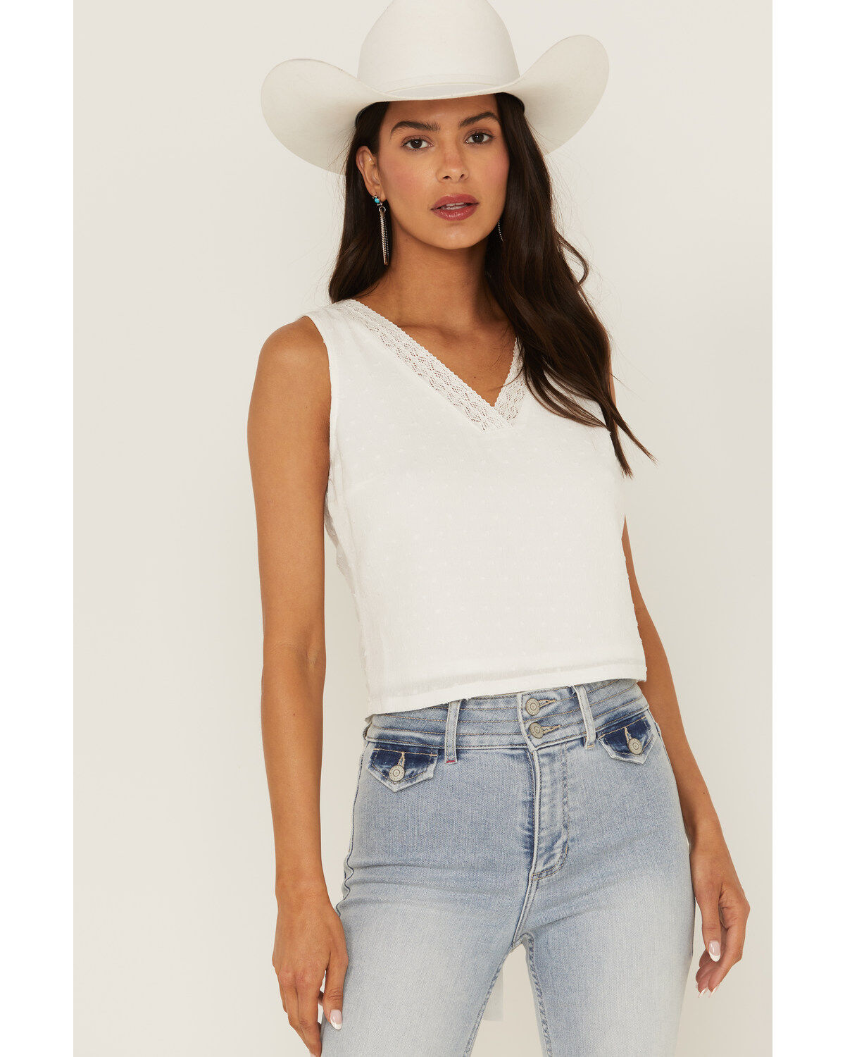 Image #4 - Idyllwind Women's Quail Ridge Lace Back Top, White, hi-res