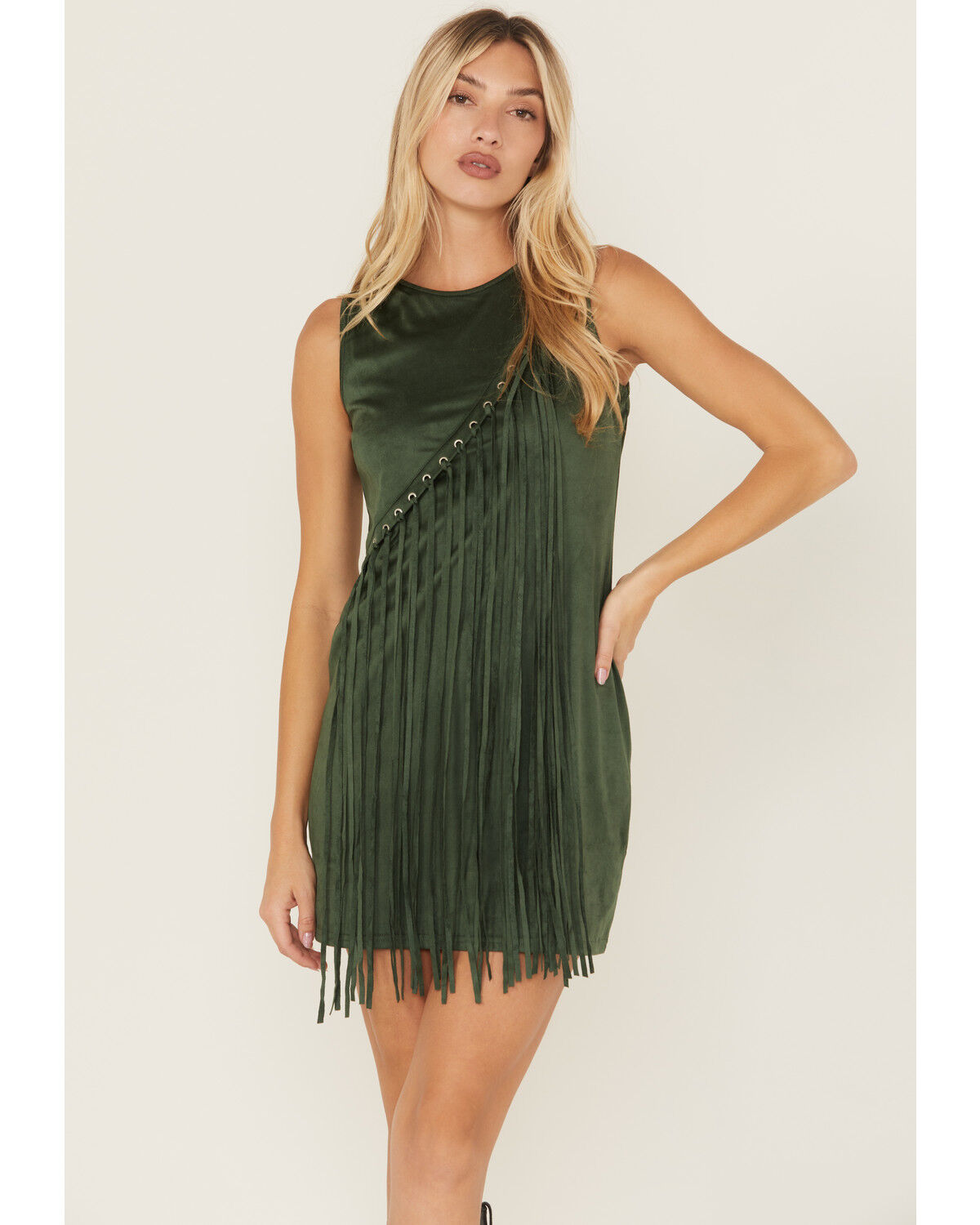 Image #1 - Rock & Roll Denim Women's Fringe Mini Dress, , hi-res