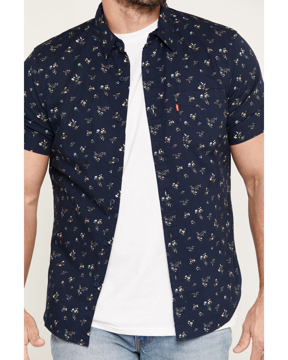 Image #3 - Levi's Men's Classic Standard Floral Print Short Sleeve Button-Down Shirt, Navy, hi-res
