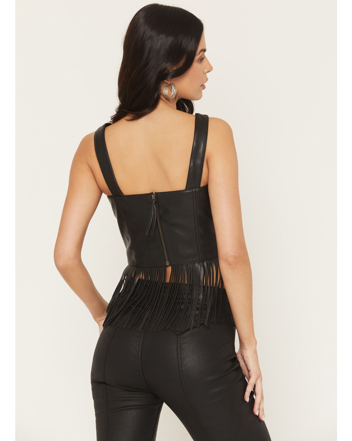 Image #5 - Idyllwind Women's Roycroft Faux Leather Fringe Bustier, Black, hi-res